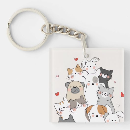Kawaii-Dierenvriend Sleutelhanger (voorkant)