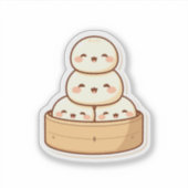 Kawaii Dim Sum Bamboe Stoom Dumplings Sticker (Voorkant)