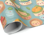 Kawaii Dim Sum Zondag Patroon Cadeaupapier (Rol Hoek)