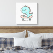 Kawaii Dino op skateboard gepersonaliseerde tekst Canvas Afdruk (Insitu (Slaapkamer))