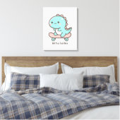 Kawaii Dino op skateboard gepersonaliseerde tekst Canvas Afdruk (Insitu (Slaapkamer))