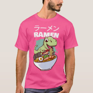 Kawaii Dino T-Rex Eten Japanse Soep Ramen Noodl T-shirt