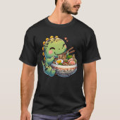 Kawaii Dinosaur Eten Ramen Noodle Anime T-shirt (Voorkant)