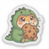 Kawaii Dinosaur Hamster Koekje Sticker (Voorkant)