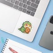 Kawaii Dinosaur Hamster Koekje Sticker (Laptop met iPhone)