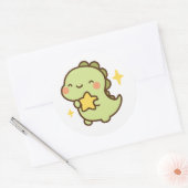 Kawaii Dinosaur Holding Star Sticker (Envelop)