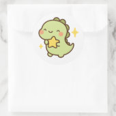 Kawaii Dinosaur Holding Star Sticker (Tas)