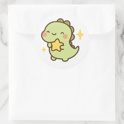 Kawaii Dinosaur Holding Star Sticker (Tas)