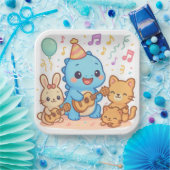 Kawaii Dinosaur Kinder feestontwerp - Schattigee D Papieren Bordje (Feest)