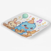 Kawaii Dinosaur Kinder feestontwerp - Schattigee D Papieren Bordje (Gebogen)