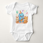 Kawaii Dinosaur Kinder feestontwerp - Schattigee D Romper (Voorkant)