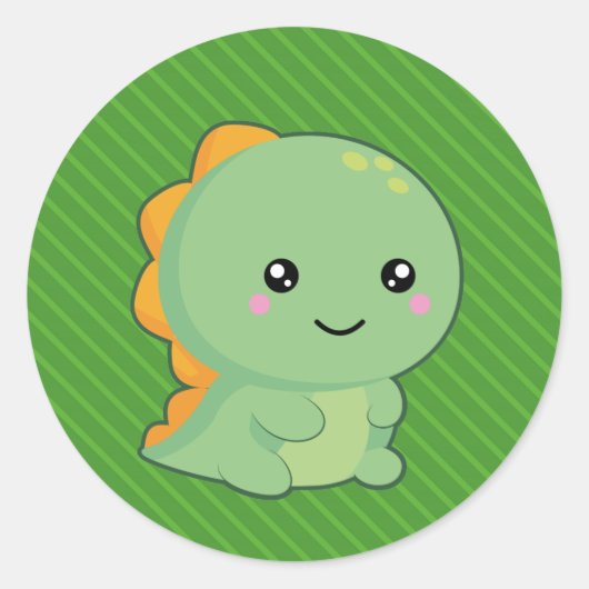Kawaii Dinosaur Ronde Sticker (Voorkant)