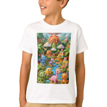 Kawaii Dinosauren Jungle Vulkaan Verticaal