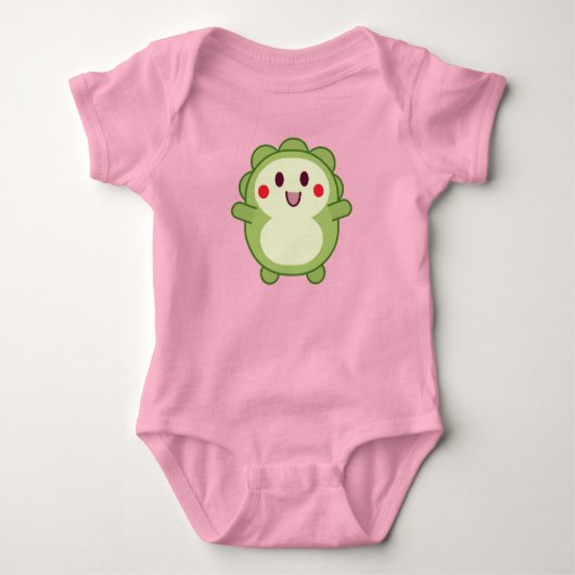 Kawaii Dinosaurus Baby Bodysuit in Roze (Voorkant)