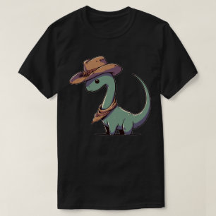 Kawaii Dinosaurus Brontosaurus Cowboy Grappig T-shirt