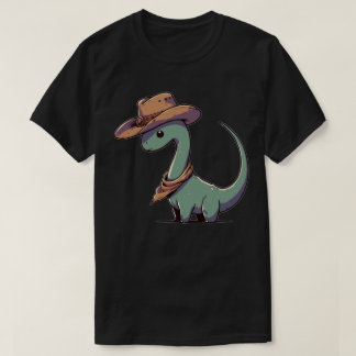 Kawaii Dinosaurus Brontosaurus Cowboy Grappig T-shirt