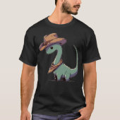 Kawaii Dinosaurus Brontosaurus Cowboy Grappig T-shirt (Voorkant)