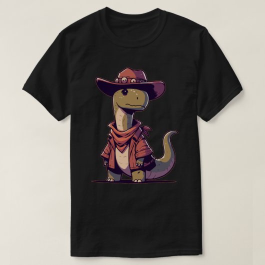 Kawaii dinosaurus brontosaurus cowboy t-shirt (Design voorkant)