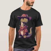 Kawaii dinosaurus brontosaurus cowboy t-shirt (Voorkant)
