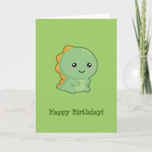 Kawaii dinosaurus gelukkige verjaardag kaart