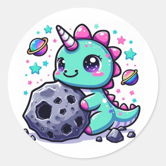 Kawaii Dinosaurus shirt! Zo schattig! Ronde Sticker (Voorkant)