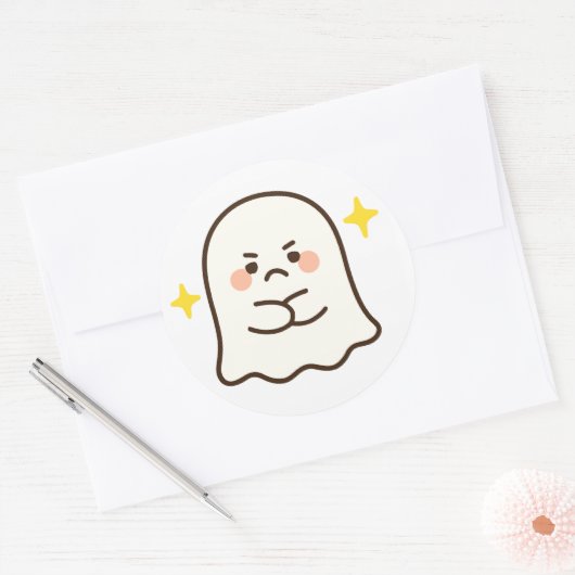 Kawaii Disapproving Ghost Sticker (Envelop)