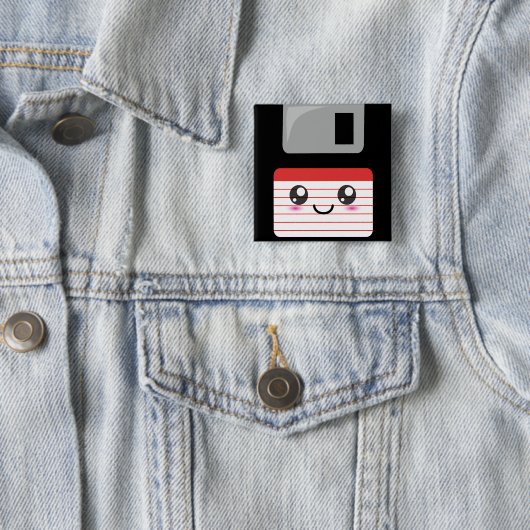 Kawaii-diskette Vierkante Button 5,1 Cm (In situ)