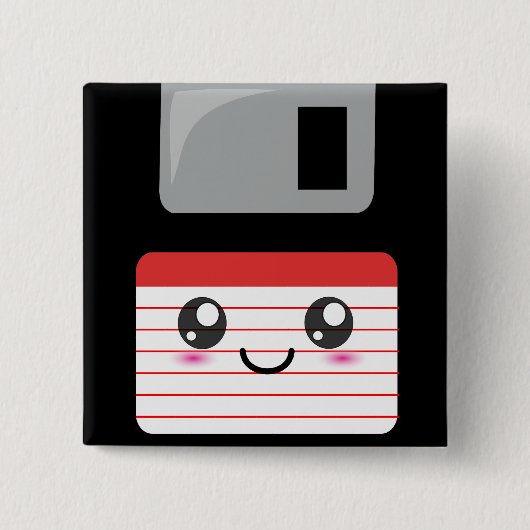 Kawaii-diskette Vierkante Button 5,1 Cm (Voorkant)