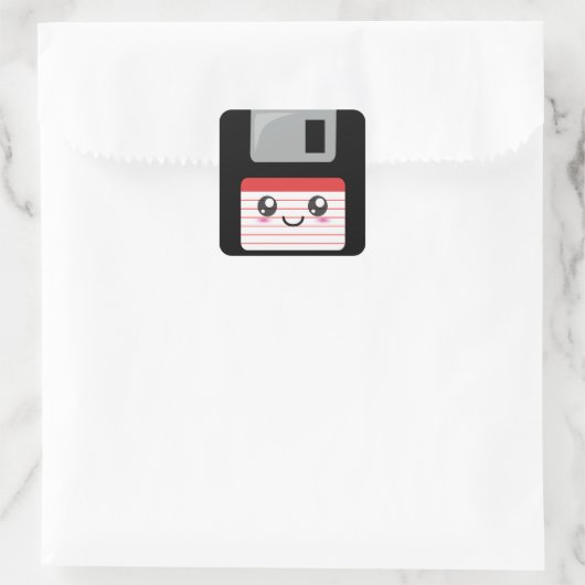 Kawaii-diskette Vierkante Sticker (Tas)