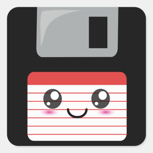 Kawaii-diskette Vierkante Sticker (Voorkant)