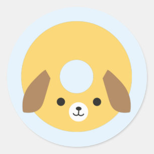 Kawaii Dog Donut Ronde Sticker