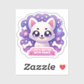 Kawaii Dog Life's Better Met Pootjes Schattigee Pu Sticker (Vel)