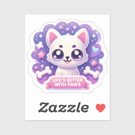 Kawaii Dog Life's Better Met Pootjes Schattigee Pu Sticker (Vel)