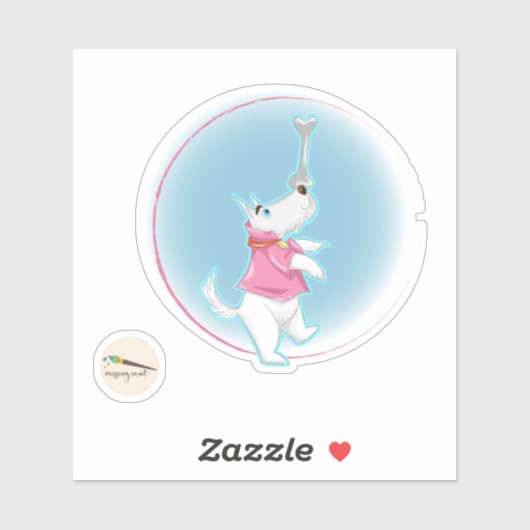 Kawaii Dog met Bone Scrapbooking Sticker (Vel)