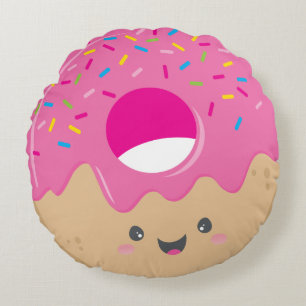 KAWAII DONUT BIEDT Vette, kleurrijke zoete sproeie Rond Kussen