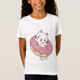 Kawaii Donut Cat T-Shirt – Schattige Cartoon Kat m