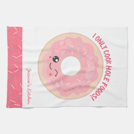 Kawaii Donut I only Cook Hole Foods Theedoek (Horizontaal)