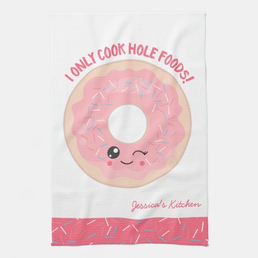 Kawaii Donut I only Cook Hole Foods Theedoek (Verticaal)