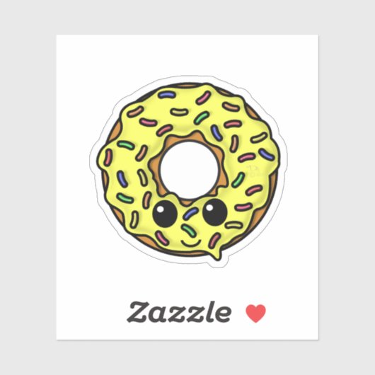 Kawaii Donut met Sprinkles Sticker (Vel)