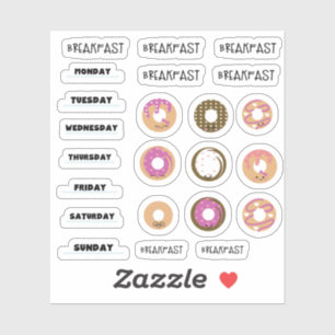 Kawaii Donut Ontbijt Planner Stickers