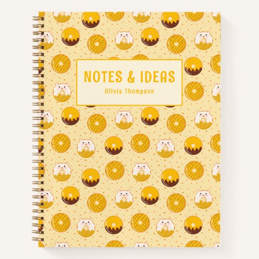 Kawaii Donut Pattern Gepersonaliseerde Spiral Noti Notitieboek (Voorkant)