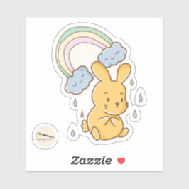 Kawaii Doodle Bunny Rainbow Rain Sticker