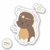 Kawaii Doodle Kat Star Gazing Sticker (Voorkant)