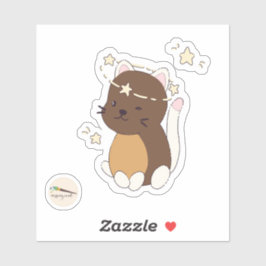 Kawaii Doodle Kat Star Gazing Sticker
