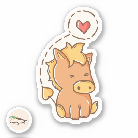 Kawaii Doodle Pony Love Sticker (Voorkant)