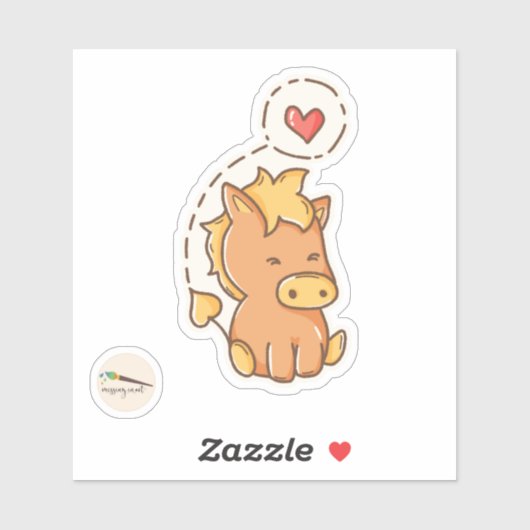 Kawaii Doodle Pony Love Sticker (Vel)