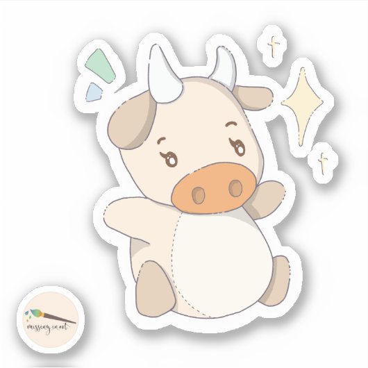 Kawaii Doodle Star Koe Sticker (Voorkant)