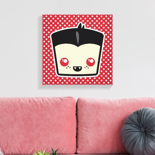 Kawaii Dracula Wrapped Canvas (Insitu (Woonkamer))