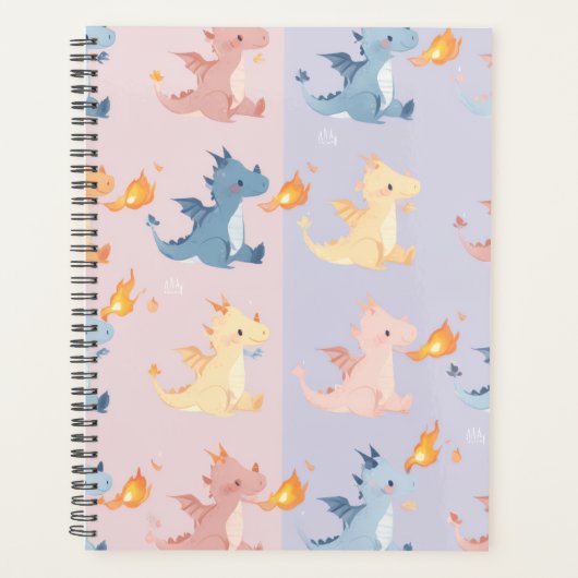 Kawaii Dragon Esthetische Planner | Pastel Lieve D (Voorkant)