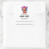Kawaii Dragon kinderboekenplaat met bericht Vierkante Sticker (Tas)